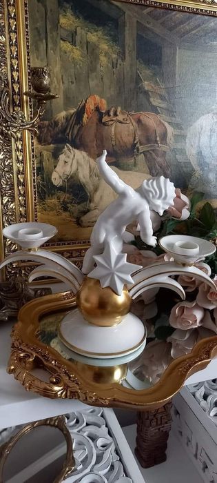 Рядък Арт Деко порцеланов свещник