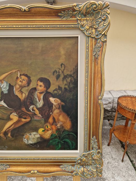 Превъзходна антикварна белгийска авторска картина масло върху платно