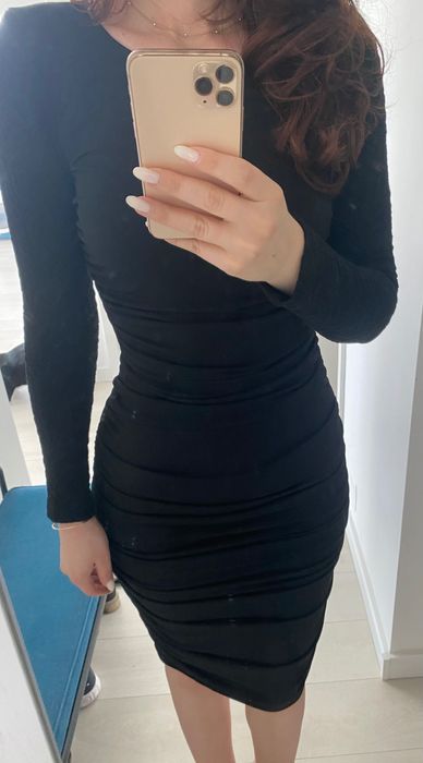 Rochie drapată Nissa neagră 38