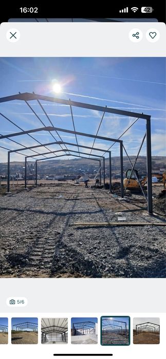 Vând hală metalică 16 m cu 50 m lungimea cu 4 m înălțime