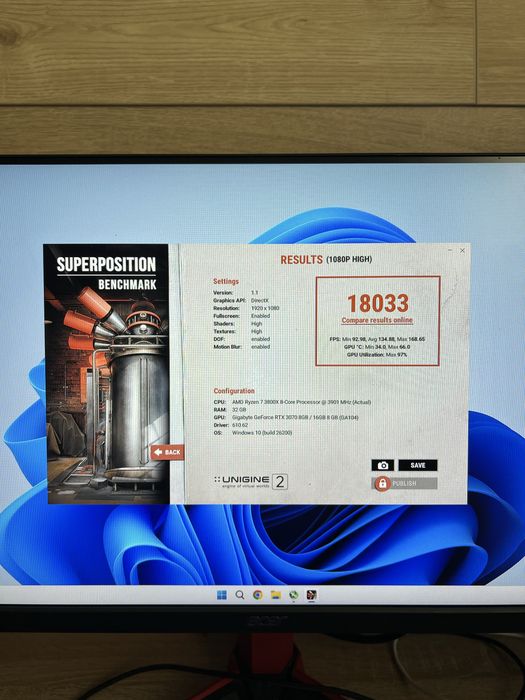 Геймърски компютър / Ryzen 7 3800X / RTX 3070 8GB / 32GB RAM / 1TB SSD / 1000W PSU