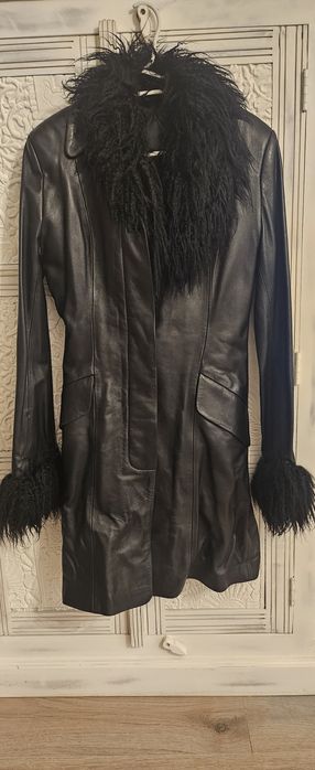 Haina piele cu guler blana naturala