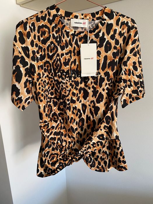 Tricou Nou, Rabanne cu detaliu răsucit și imprimeu leopard pt. femei