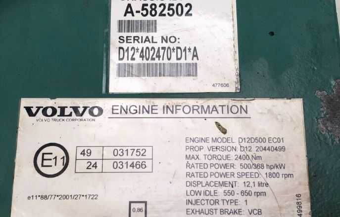 Motor complet Volvo D12D 500 euro 3 - piese/dezmembrari Volvo