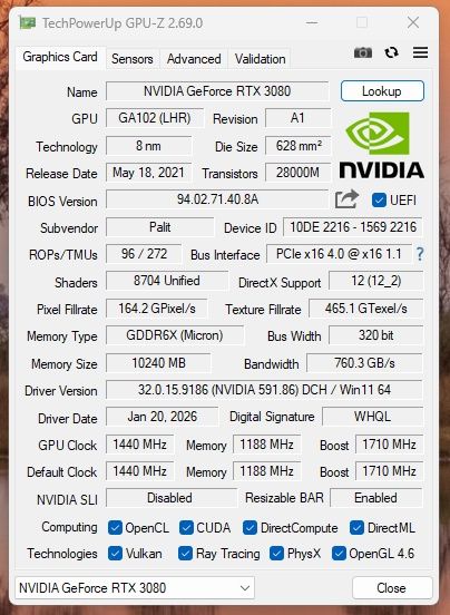 Видеокарта GeForce RTX 3080 Palit GamingPro 10GB
