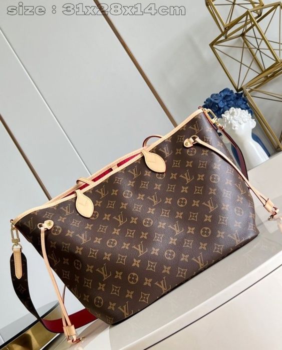 Geanta piele naturala,model Neverfull,saculet,card,certificat,etichetă