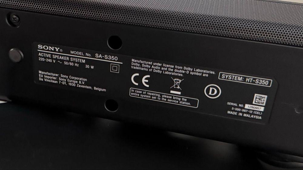 Sony HT-S350 саундбар с безжичен субуфер