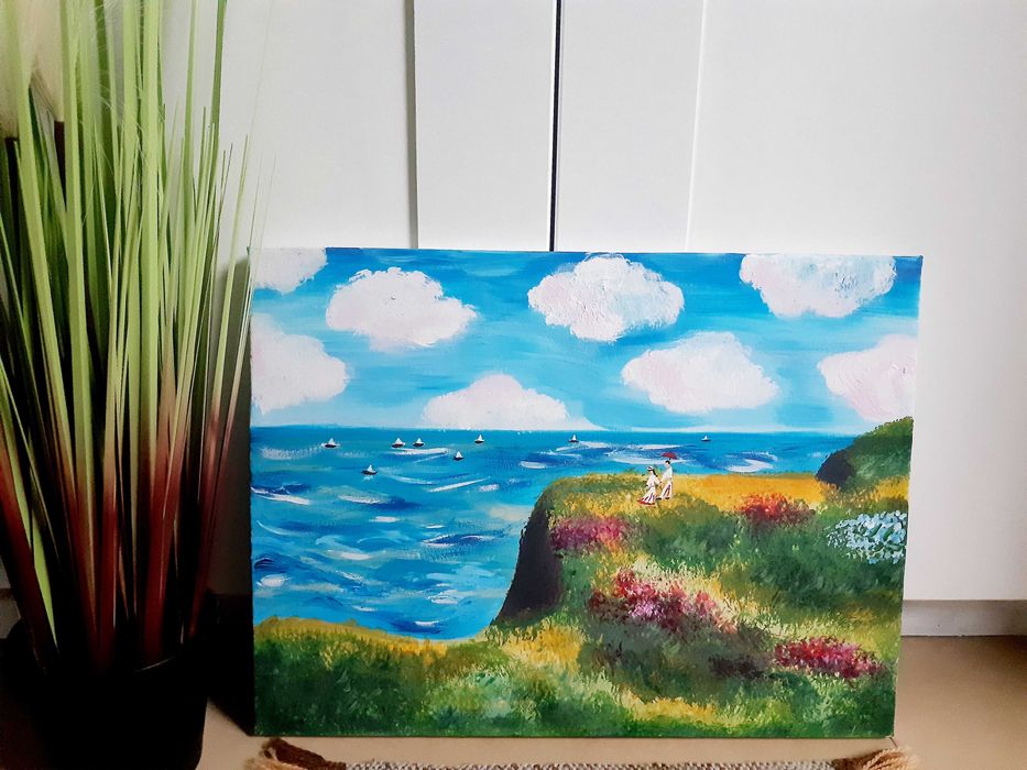 Ръчно рисувана картина „Морски бряг“