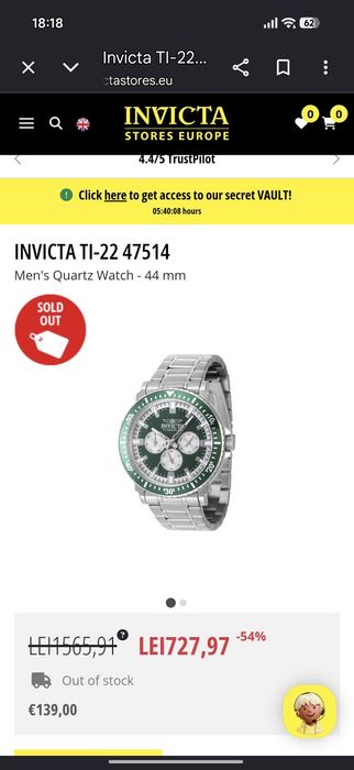 invicta titanium ref 47514,nou