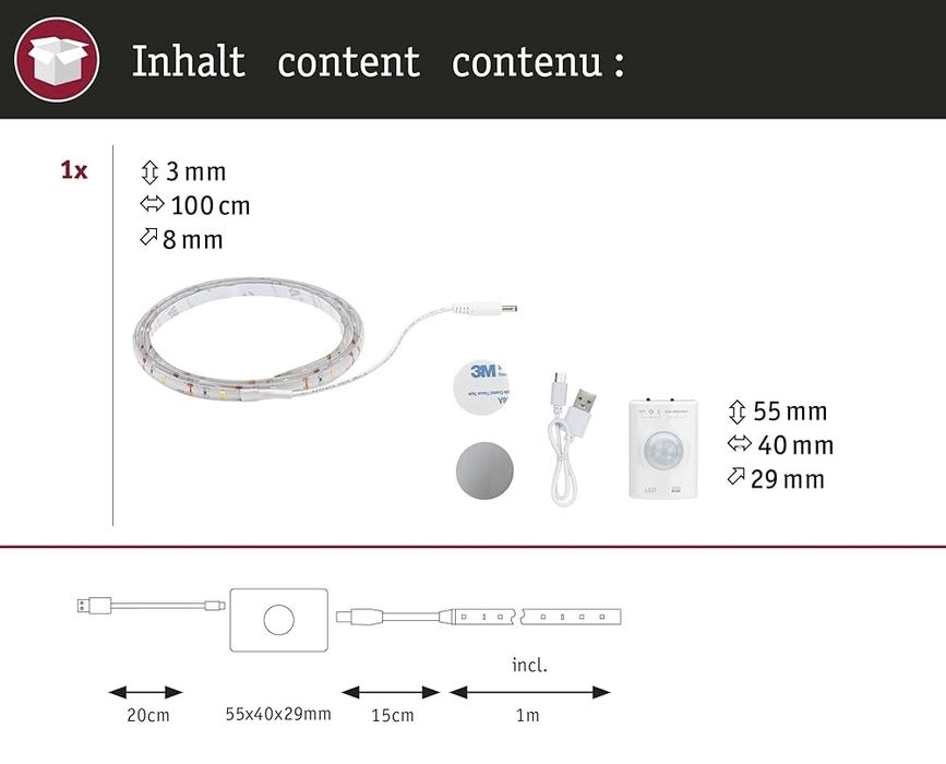 Bandă LED Paulmann, cu senzor de mișcare 1m