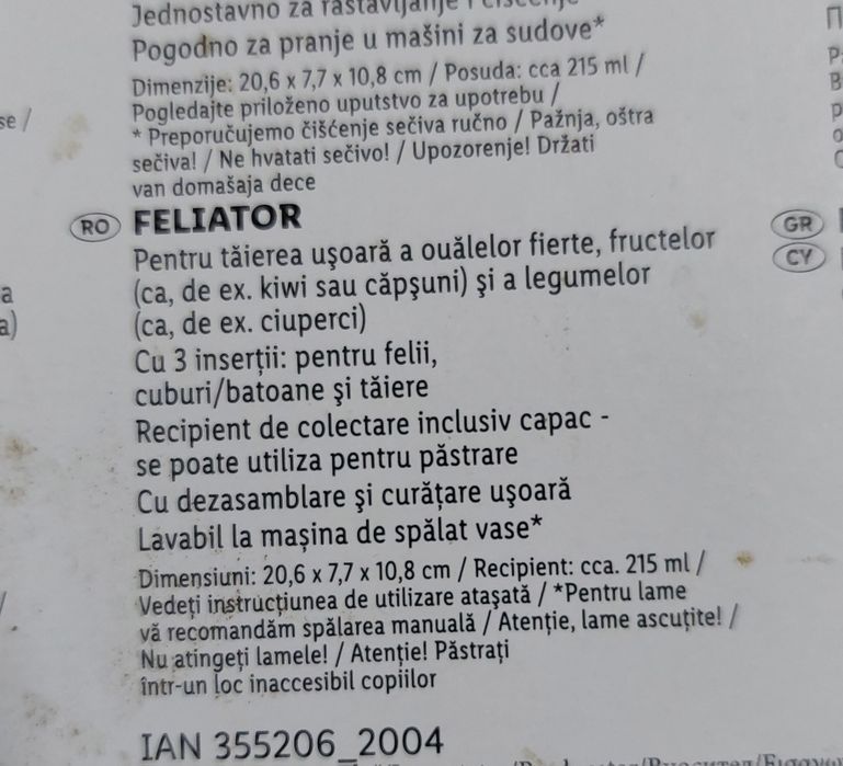 Vând feliator fructe, legume.NOU