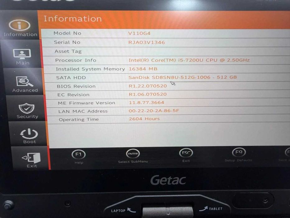 Laptop SH GETAC v110 g4 Fully Rugged i5-7200U SSD Diagnoza Auto