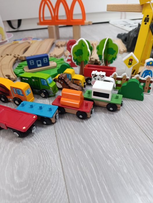 Set lemn șine tren, accesorii, Ikea