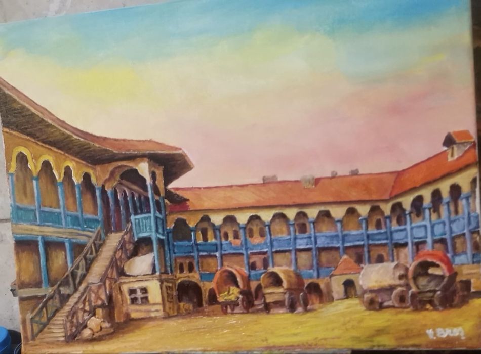 Tablou pictat manual Hanul lui Manuc