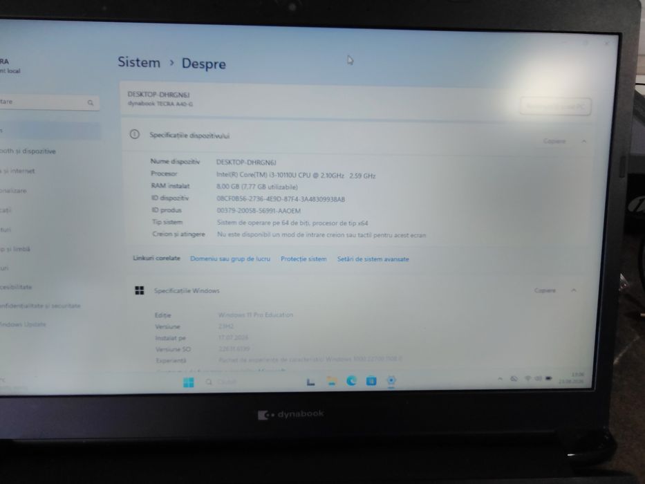 Toshiba Tecra / i3 gen 10 / 8 GB RAM / ssd 128 gb