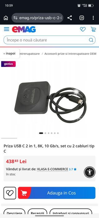 KVM switch 8k comutator 1 usbc to 2 usbc