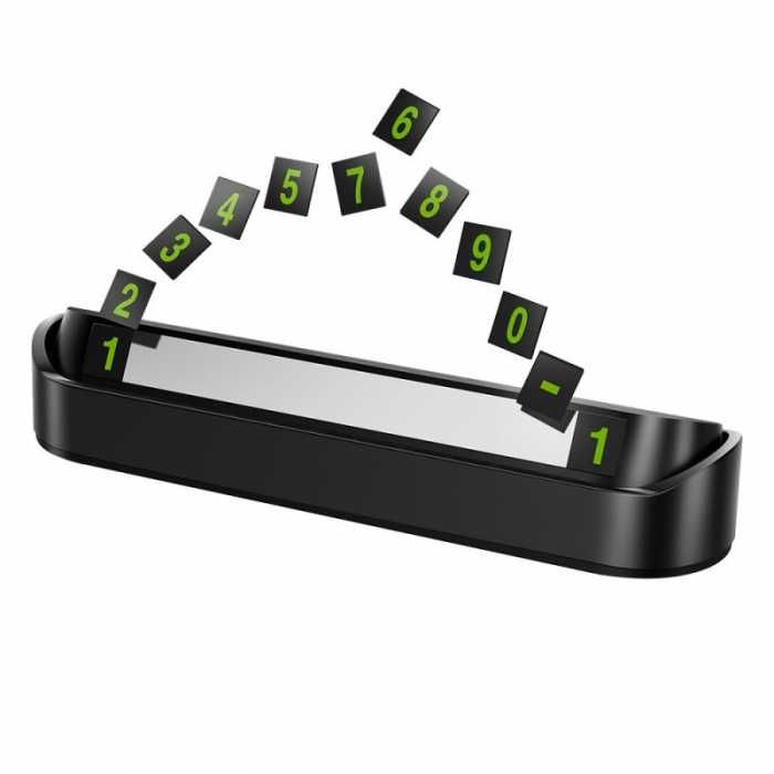Suport numar telefon bord, parcare temporara, negru