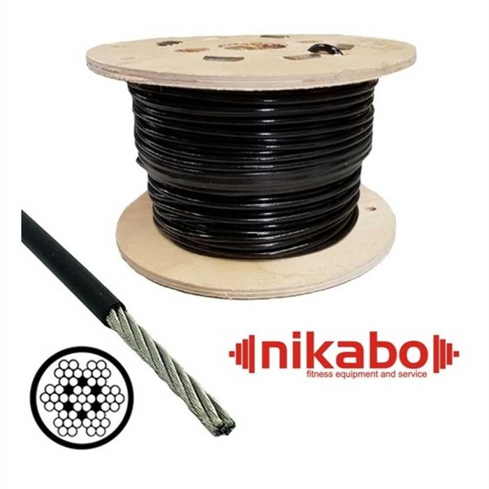 Въже за фитнес уреди-стоманено с черно найлоново покритие