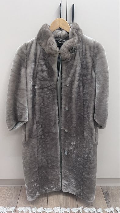 Шуба - мутон серая