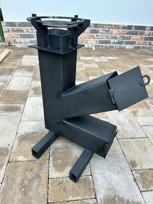 Soba rachetă din otel gros, rezistenta 700°C - ideală camping/grătar .