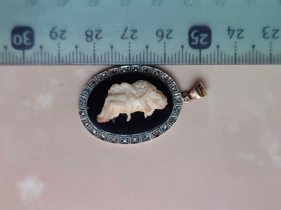 Pandantiv vechi din aur si argint cu diamante naturale