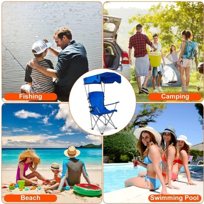 Scaun cu copertina pentru plaja camping pescuit 124x75x50 CM