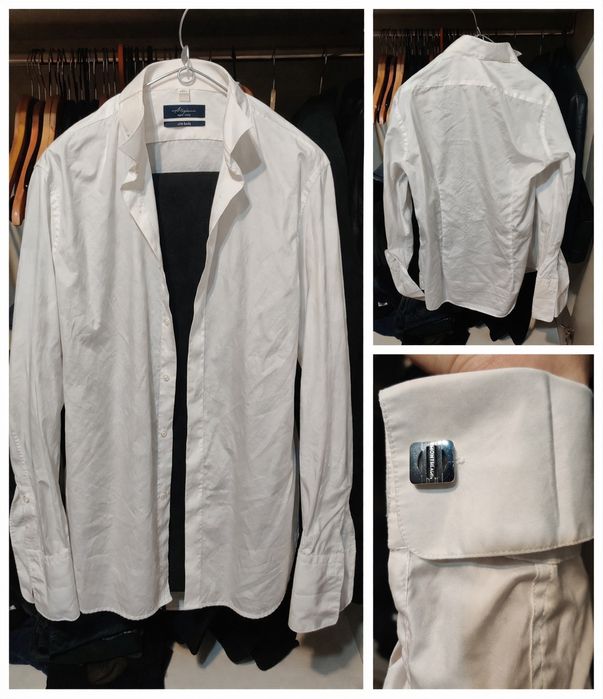 Costum/sacou negru elegant / smoking mărimea 52 + cămașă Bigotti