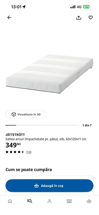 Patut bebe IKEA cu saltea cu arcuri, ca nou