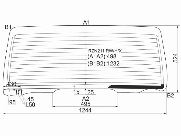 Стекло заднее с обогревом  Toyota Hilux