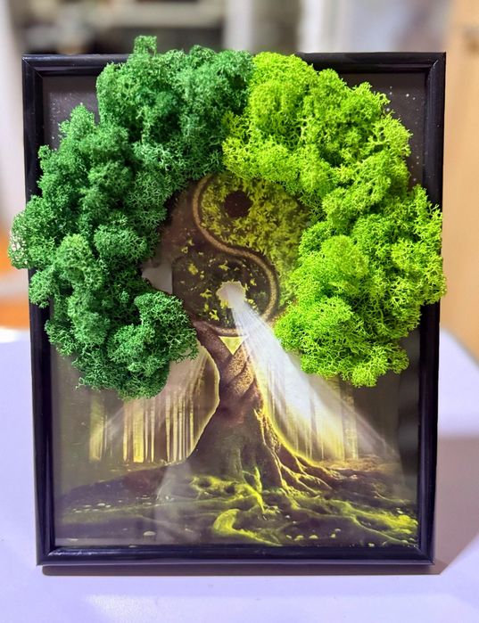 Tablou licheni yin yang 26×21cm