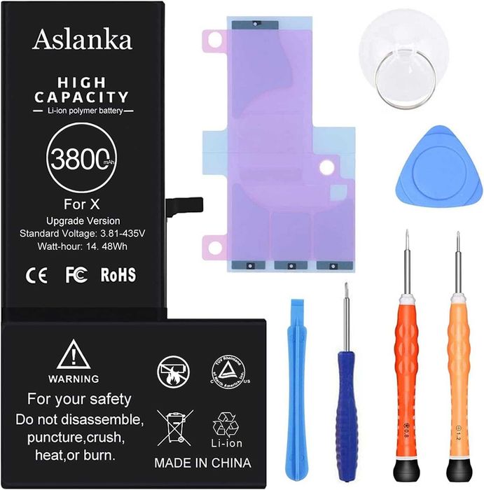 Baterie nouă iPhone X (10) - super capacitate 3800 mAh Li-ion + kit schimbare inclus (SUA)