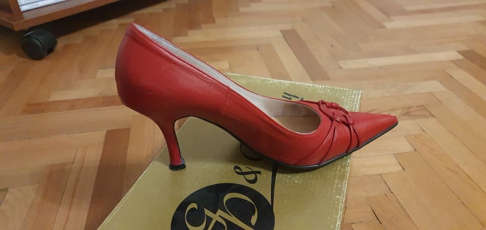 Pantofi roșii Guban nr.37, toc stiletto, înălțime 7 cm
