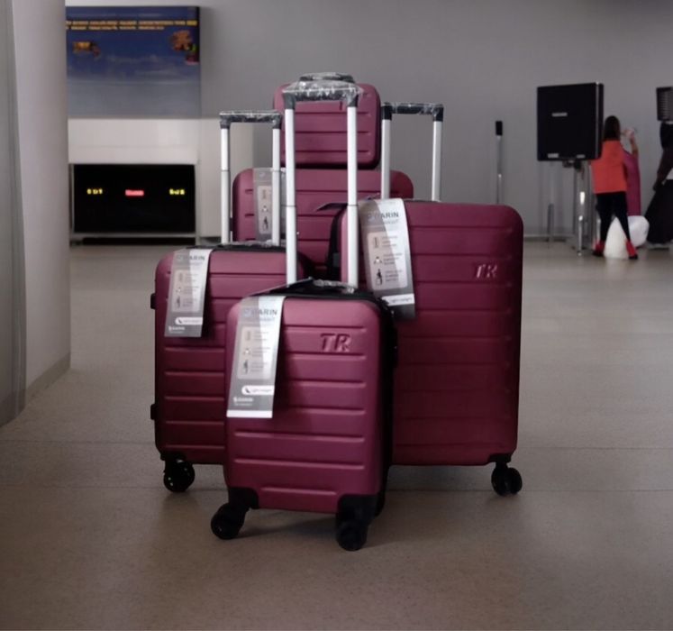 пътнически куфар+разширител 5см 5бр ABS удароустойчив 4 колела 360°