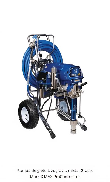 Inchiriere pompe pt aplicare mecanizată glet, vopsele,decorativă, adeziv, hidroizolație – pompă Graco + operatori