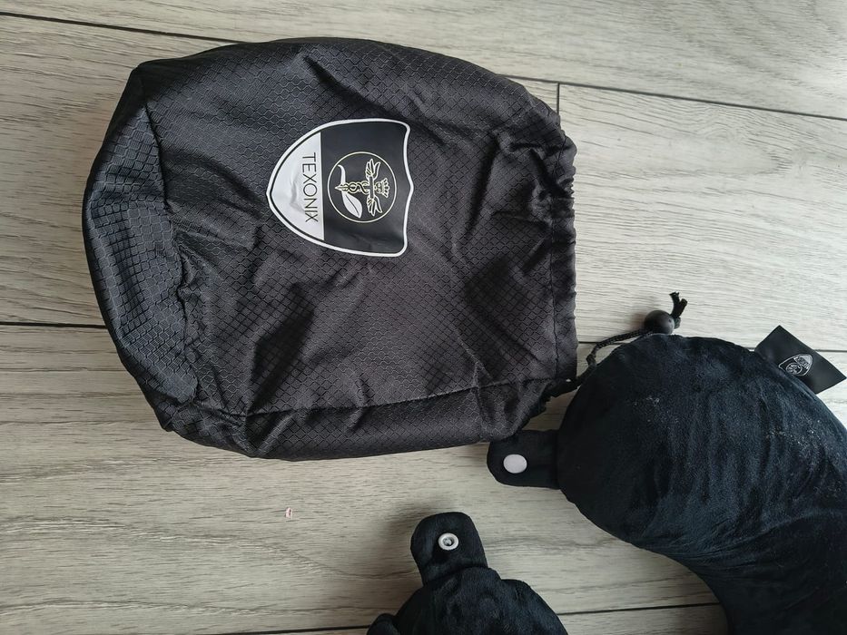 Pernă de călătorie pentru gât cu spumă cu memorie, suport 360°