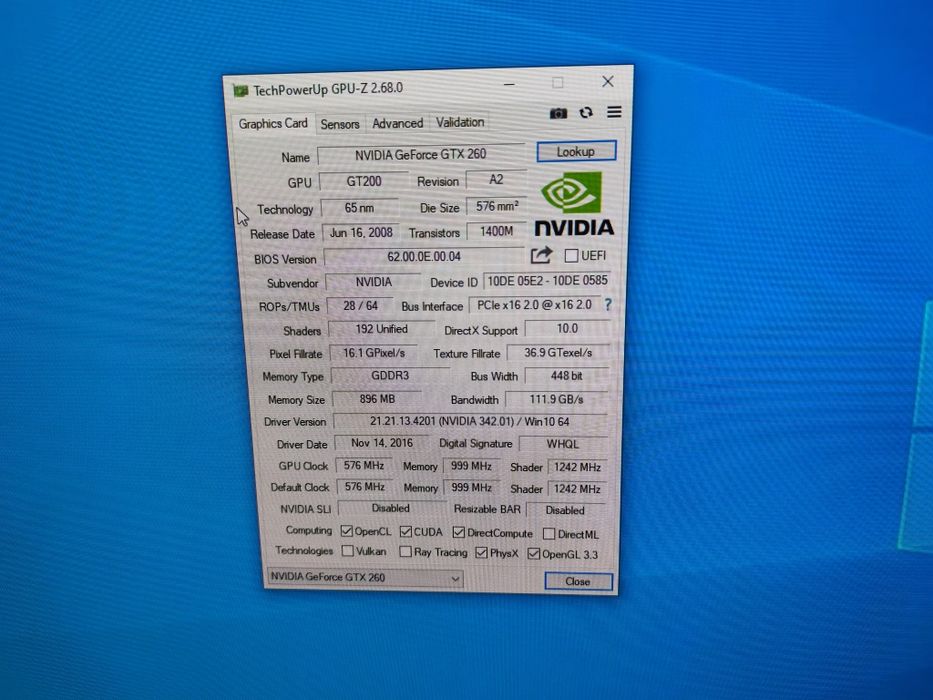 Placa Video nVidia GTX 260 896MB 448 bit GDDR3