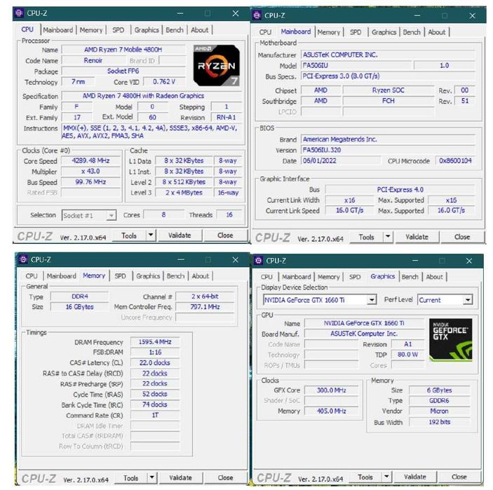 Laptop ASUS TUF Gaming A15 | Ryzen 7 4800H | Nvidia GeForce GTX 1660Ti