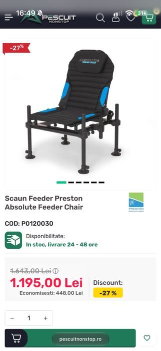 Scaun Feeder Preston Absolute 36 + podea + suport umbrela Preston