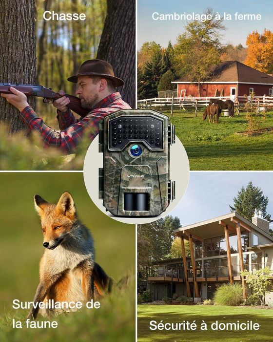 Ловна Камера за Наблюдение WOLFANG 2160P 48MP HD, Night Vision, IP66 Waterproof