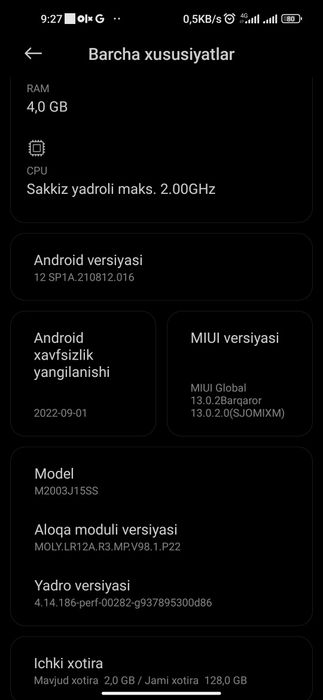 Redmi note 9, 4/128
