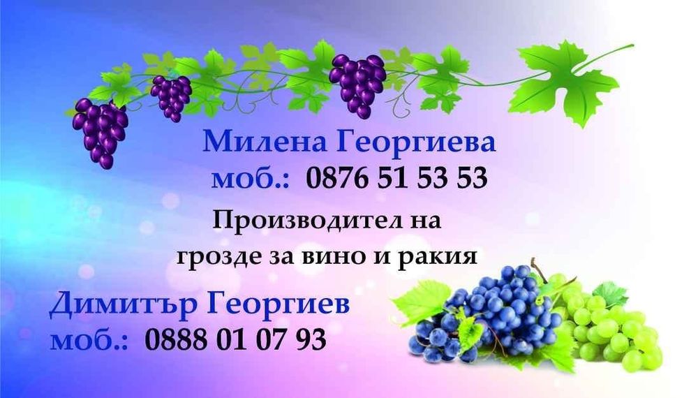 Продавам грозде за вино и ракия