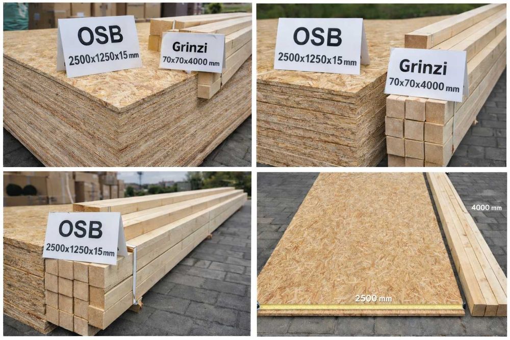 Grinzi lemn 70x70x400 si OSB 15 mm 2500x1250x15