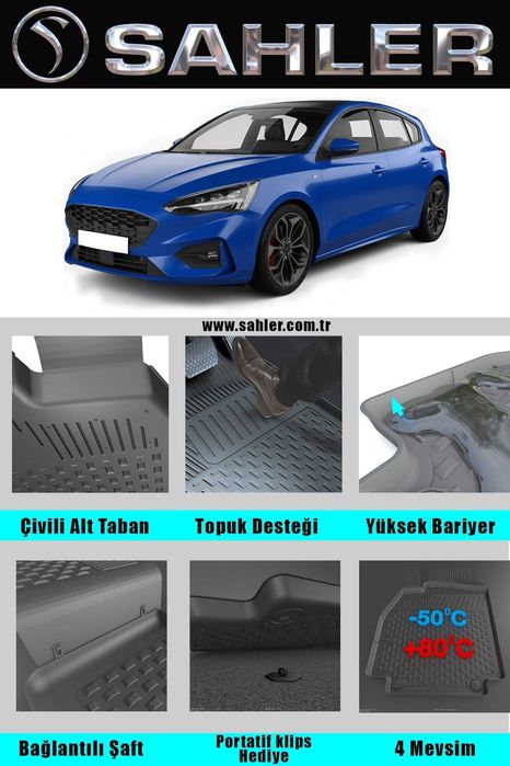 НОВО !!! Стелки гумени за Форд Фокус 4 2019 + Ford Focus SD /HB SAHLER