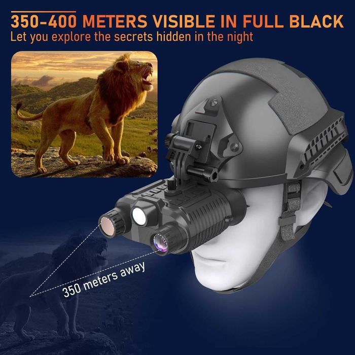Dispozitiv vedere pe timp de noapte montare pe cap 4K video 36MP zoom digital 8x 7 niveluri IR cu card 32GB TF