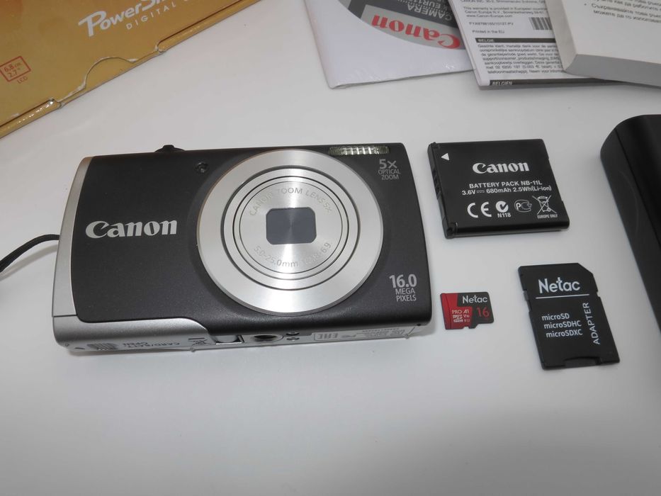 Canon PowerShot A2500 ултра компактен цифров фотоапарат, дигитална камера, НОВА - пълен комплек