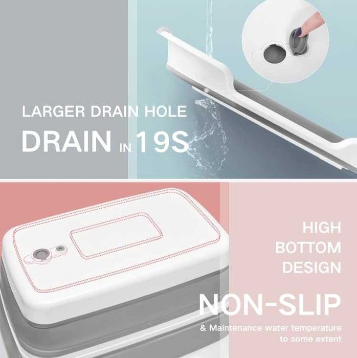 Lighean pliabil 40L plastic si silicon cu manere antiderapante 60x39cm