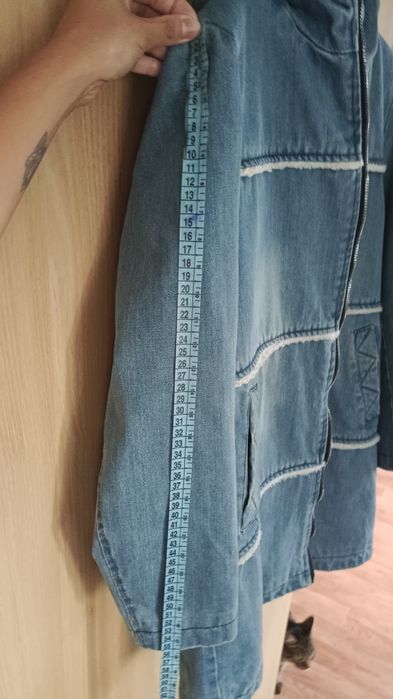 Джинсовое пальто с капюшоном 42 р