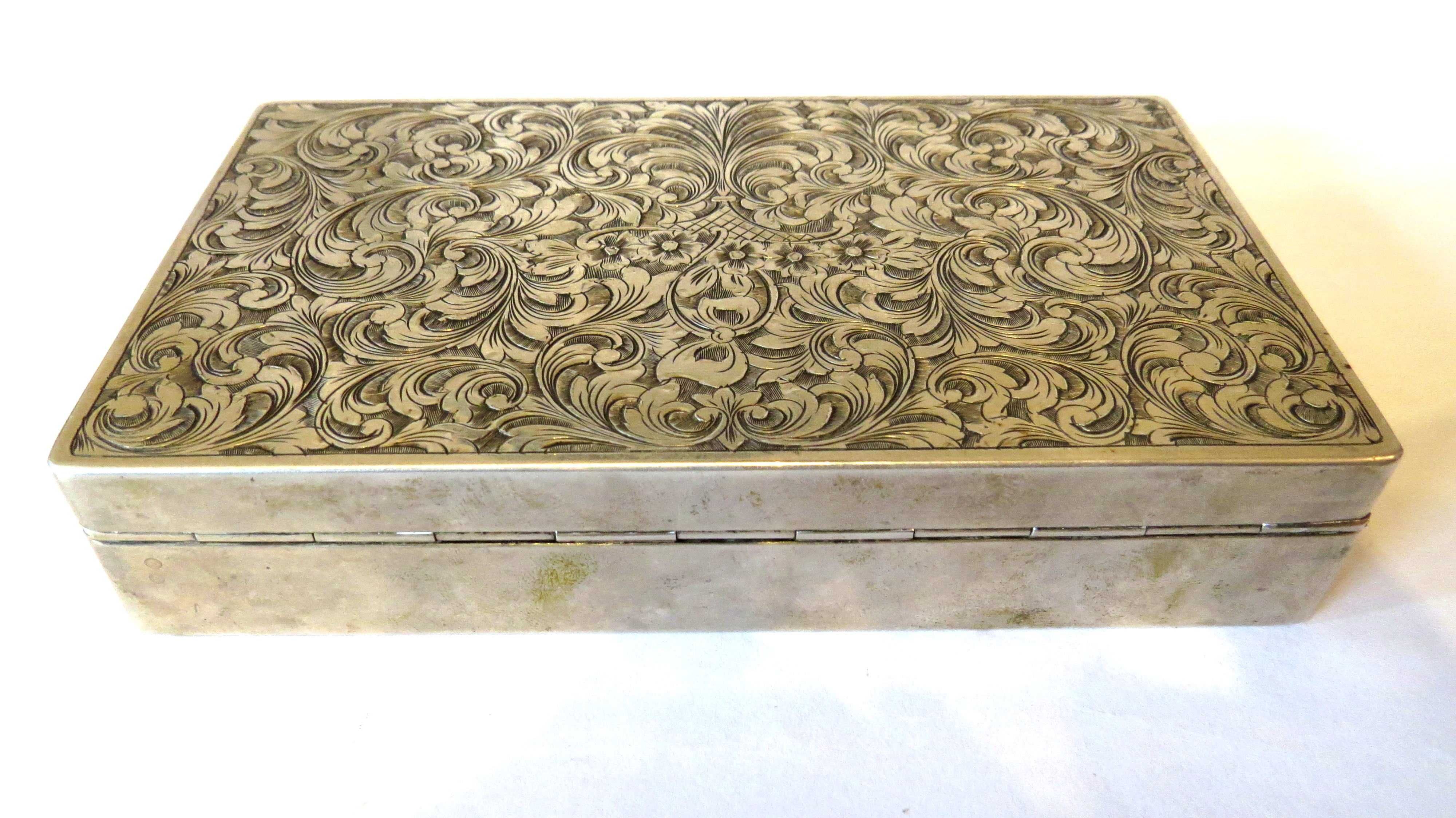 Vintage Engraved Brass Trinket Box