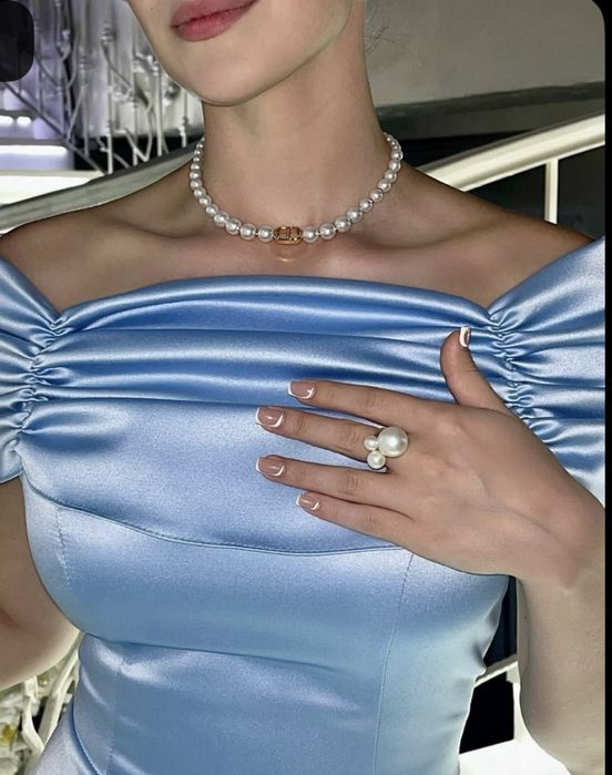 Платье новое,голубое,длинное