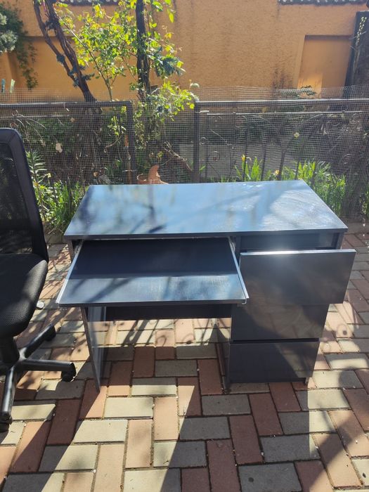 vidaXL Birou, negru, 90x45x76 cm, lemn prelucrat